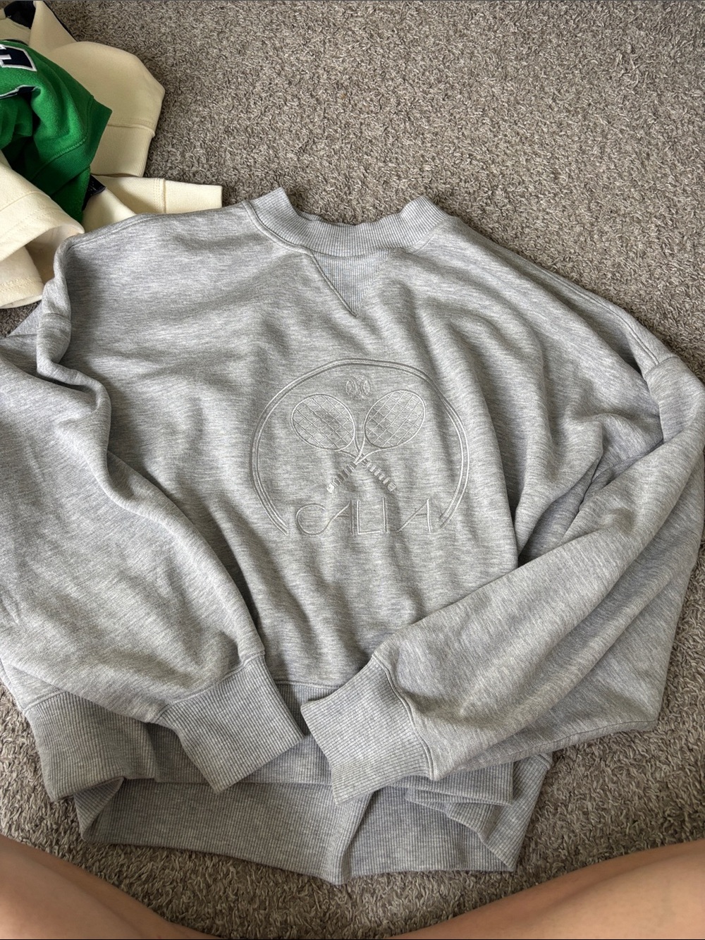 Calia Gray Embroidered Logo Crewneck Sweatshirt